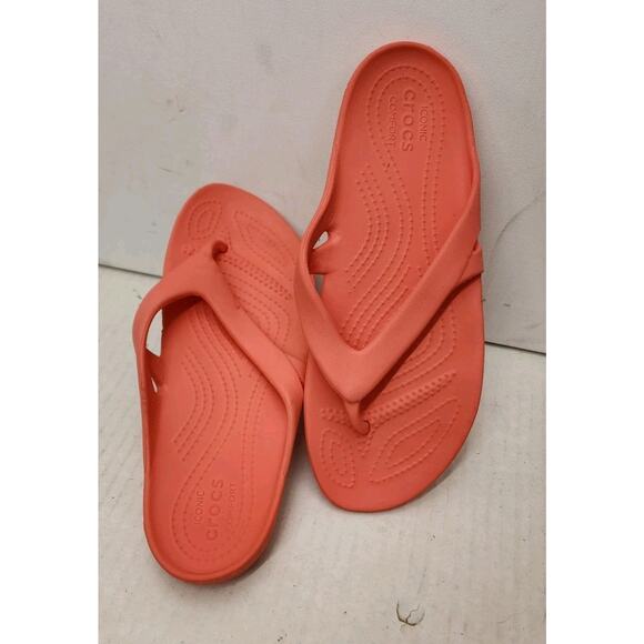Crocs kadee II Women's Size 8 Coral Orange thong flip flop slides Slip Ons - Picture 14 of 15
